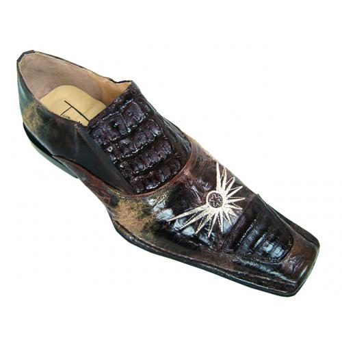 Tucci by Romano "Sun" Brown Hornback Crocodile Shoes